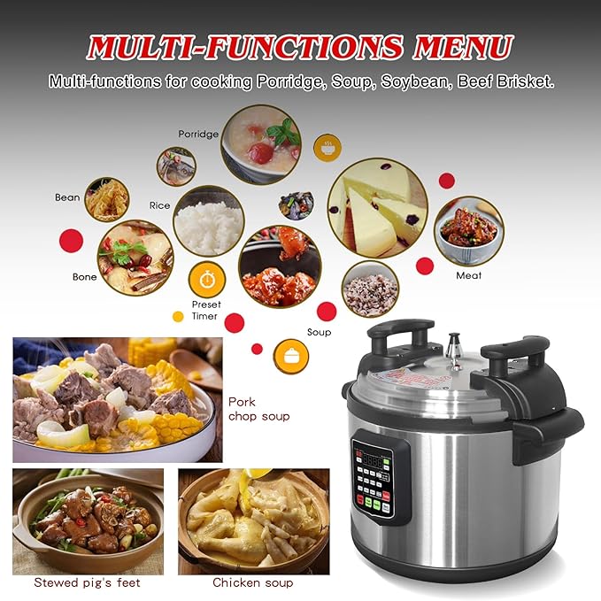 Kolice Commercial 220Volts 33L Pressure Cooker, 220Volts Multi Cooker Pressue Canner With Non-stick Inner Pot, 33L (35 QT), 3000W, For Hotel Restaurant Kitchen and only for 220V electric (NOT 110V)