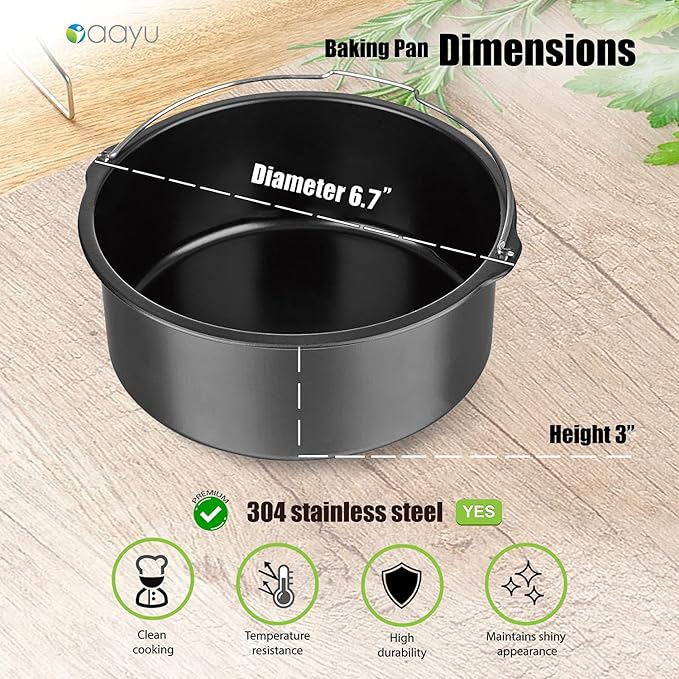 Baking Pan for Pressure Cookers, Air Fryers and Ovens- For 3 QT to 5QT Pressure Cookers & 3 QT 5.3QT Air Fryers.Fits InstantPot COSORI Ninja Foodi Gowise Philips NuWave Power Farberware & more