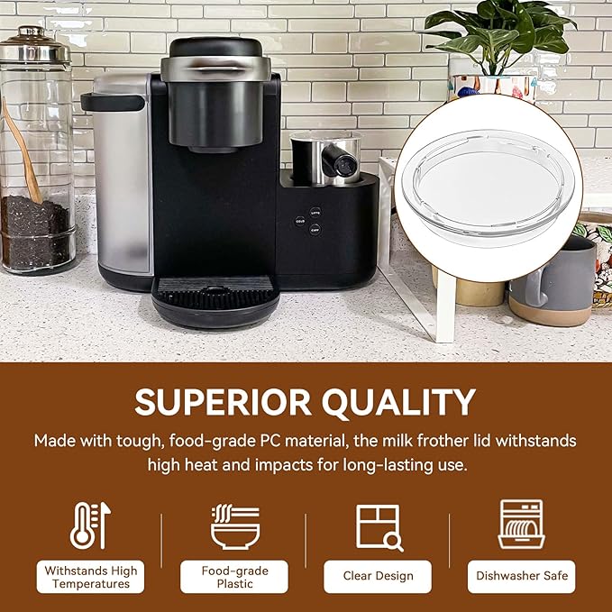Milk Frother Lid for Keurig K-Café Coffee Maker, Milk Frother Replacement Lids, Hot and Cold Frothing Cup Lid Only for Keurig K-Café Single Serve Latte & Cappuccino Coffee Machine（2 Pack）