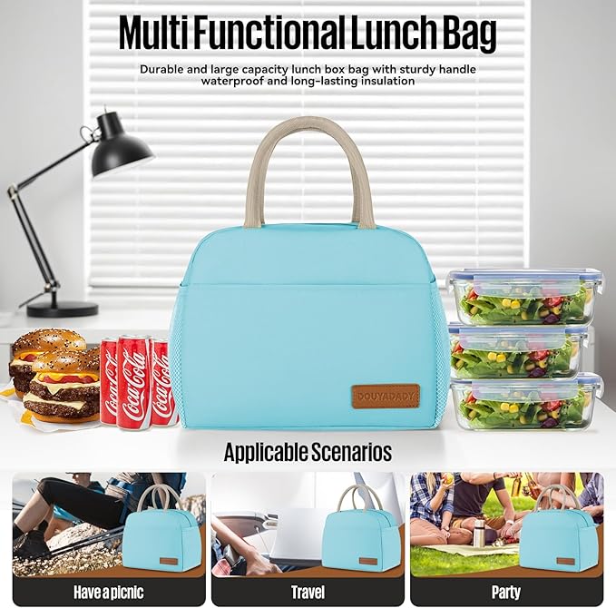 douyadady Lunch Bag Women/Men Lunch Box Women/Men (blue)