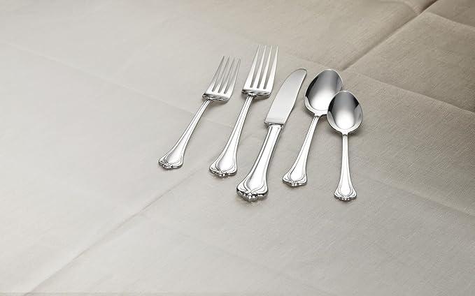 Lenox Silverware Set For 12, Alcott 89-Piece Flatware Set with Serving Utensils, Service For 12, 18/10 Stainless Steel, Mirror Finish, Dishwasher Safe, Knives Spoons and Forks (Silver, 89 Piece)