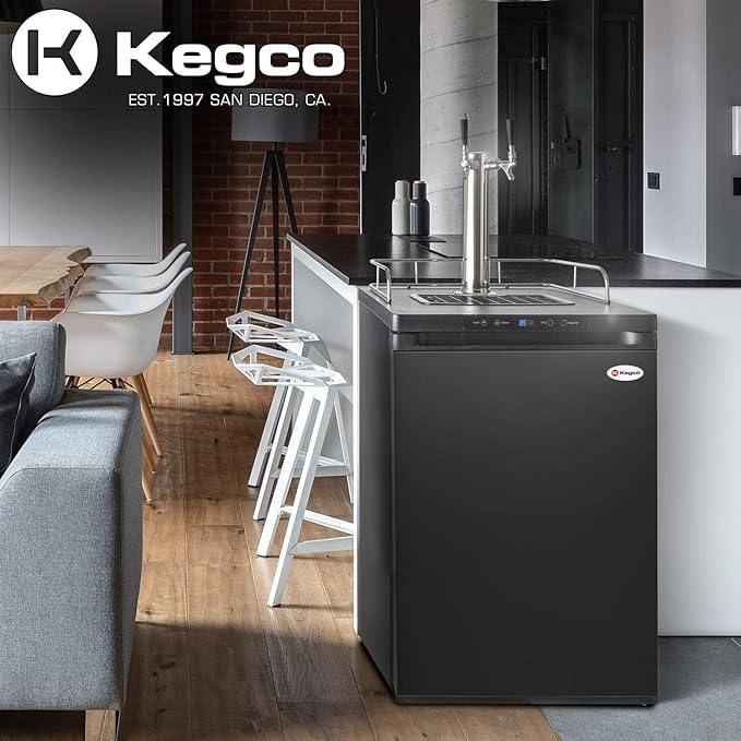 Kegco K309B-2 Double Faucet Digital Black Kegerator