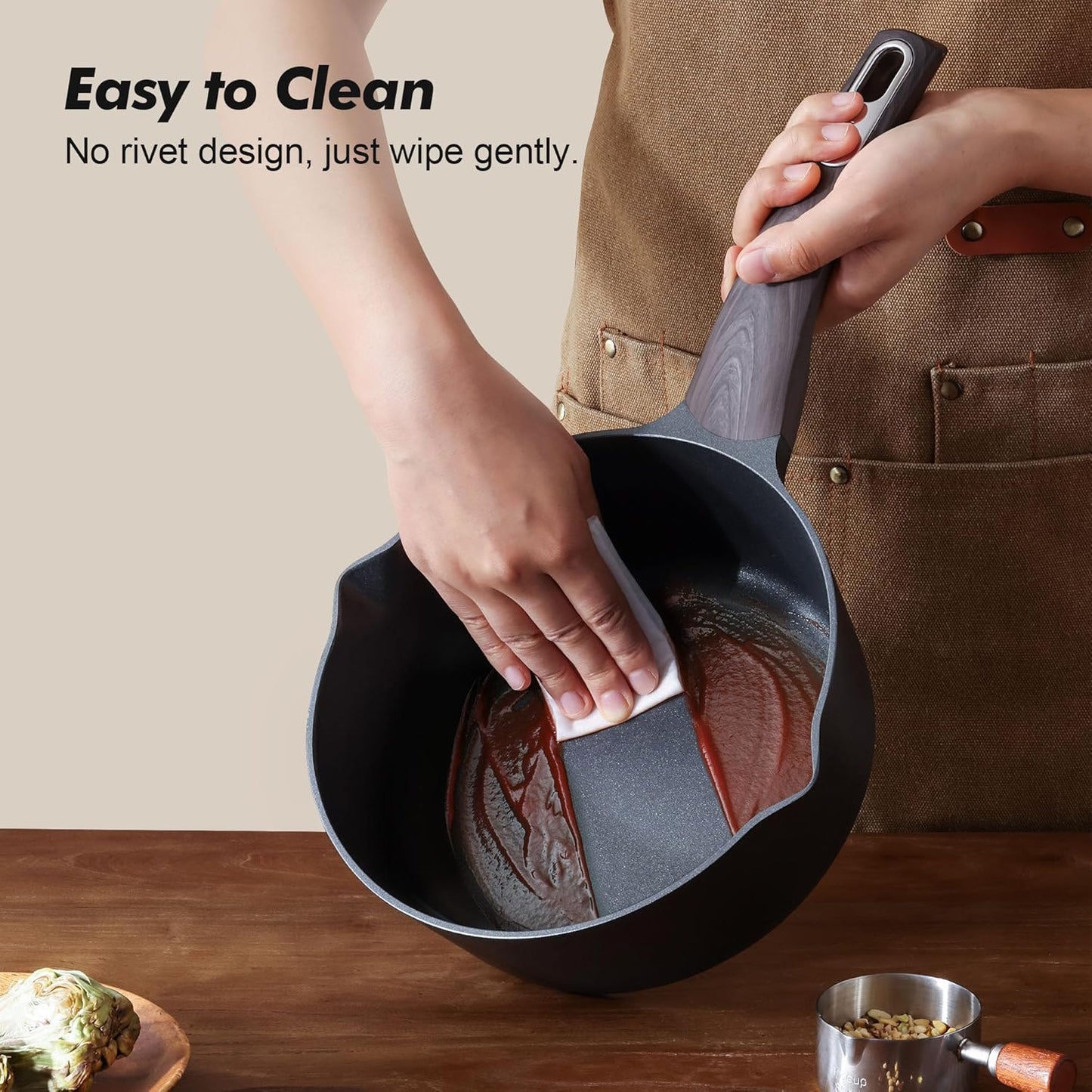 SENSARTE 2.0 & 3.0 Quart Sauce Pan Sets with Lid, Cooking Pots Set, Nonstick Saucepan Set with Pour Spout, Small Kitchen Pot, Non toxic Saucepot, Induction Comptable, Easy to Clean, PFOA Free