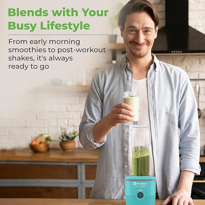 Mix&Shake Blender, 20 oz Portable Blender, 600W Motor, Pulse, ON/OFF Functions, Stainless Steel Blades, Shakes, Sauces, Smoothie Maker, (1) 20 oz To-Go Bottle, Green, MSKM-600 V