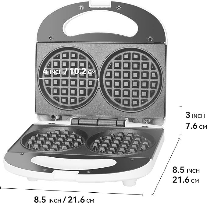 SugarWhisk Double Mini Waffle Maker Machine, Chaffle Maker, Waflera Electrica, Small Waffle Iron for Waffles, Keto Chaffles, Hash Browns, Cookies, 4 Inch