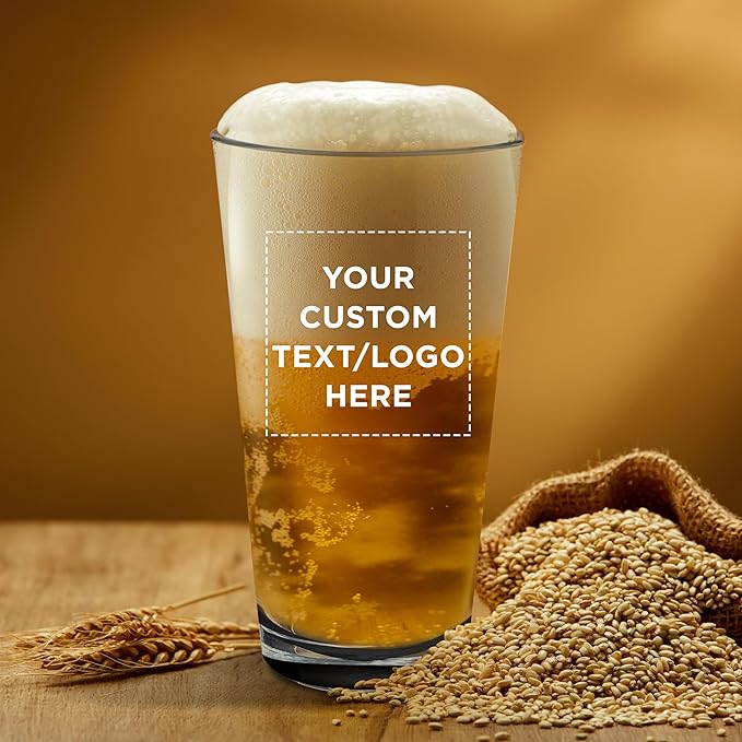 Custom Casale Pint Glass 16 oz. Set of 10, Personalized Bulk Pack - Beer Glasses, Heavy Duty Drinkware - Black