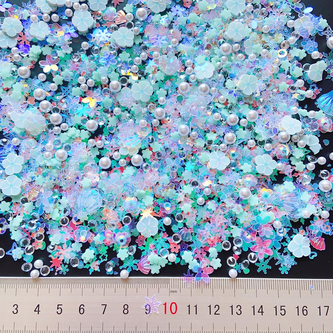 Sequins Holographic Polymer Clay Slices Nail Glitter 3D Holographic Snowflake Shell Butterfly Plum Blossom Nail Sequins Slices Polymer Clay Nail Decals for DIY Nail Decoration (Blue-53)