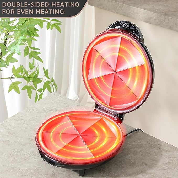 UVFAST Electric Quesadilla Maker Taco Tuesday, 9.5'' Quesadilla Press Non-Stick, Easy-Slice 6-Wedge Tortilla Cooker, Grilled Cheese Corn Flour Tortilla Snacks, Black