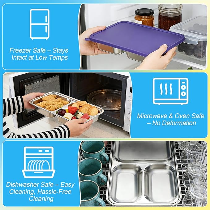 6 Pack Stainless Steel Lunch Box with Lid Reusable Bento Boxes Leak-proof Stackable Snack Meal Fruit Container Divided Food Storage Boxes for Travel Camping Lunch Prep Sandwich Adult