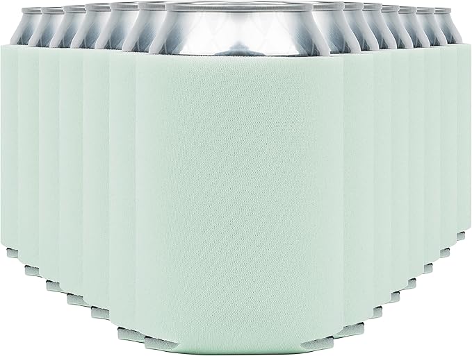 Blank Beer Can Cooler Sleeves (60-Pack) Soft Insulated Beer Can Coolies - HTV Friendly Blank Koolies in Bulk for Beer Cans & Bottles - Coolie Blanks for Vinyl Projects & Wedding Favors (Mint)
