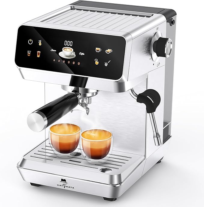 MAttinata Espresso Machine 20 Bar, Espresso Coffee Maker with Professional Milk Frother Steam Wand for Cappuccino & Latte, 60oz Removable Water Tank for Home，Stainless Steel
