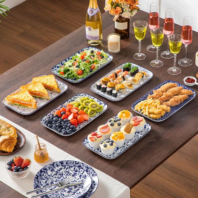 vancasso Porcelain Serving Trays for Party, Serving Platters Set of 4,Serving Dishes for Entertaining, Ceramic Party Trays and Platters for Serving Food, 12" Inch, Series SELENE