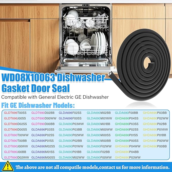 Upgraded WD08X10063 Dishwasher Door Seal,Dishwasher Tub Gasket Compatible with General Electric GE Dishwashers GLDT690D00BB GLDT696T00SS Parts,Replaces AP3994669,AH1481856,EA1481856,PS1481856