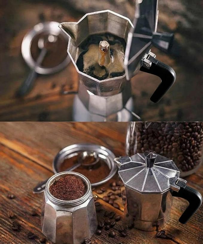 9 Cup Stovetop Espresso Maker Italian Moka Pot, Stove Top Cuban Coffee Maker, Greca Mocha Pot(Basic, 15 oz/450ml)