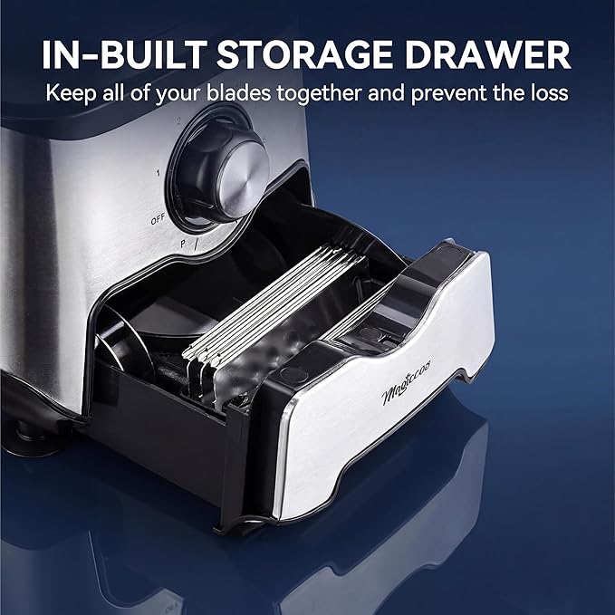 14 Cup Food Processor - 1000W Motor, Storage Drawer for Blades, 7 Speeds, XL Bowl & Large Feed Chute, French Fry Cutter, Chop Slice Shred & Mix for Vegetables, Cheese & Meat, Family Meals