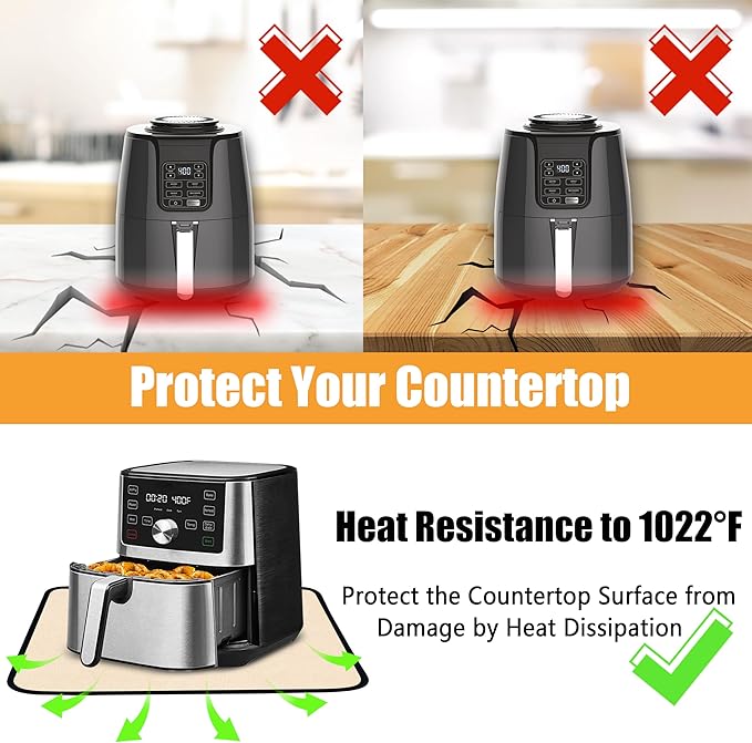 12x14in Heat Resistant Pad, Countertop Protector Mat for Hot Appliances, Air Fryer and Coffee Maker Mat, Kitchen Hot Pad