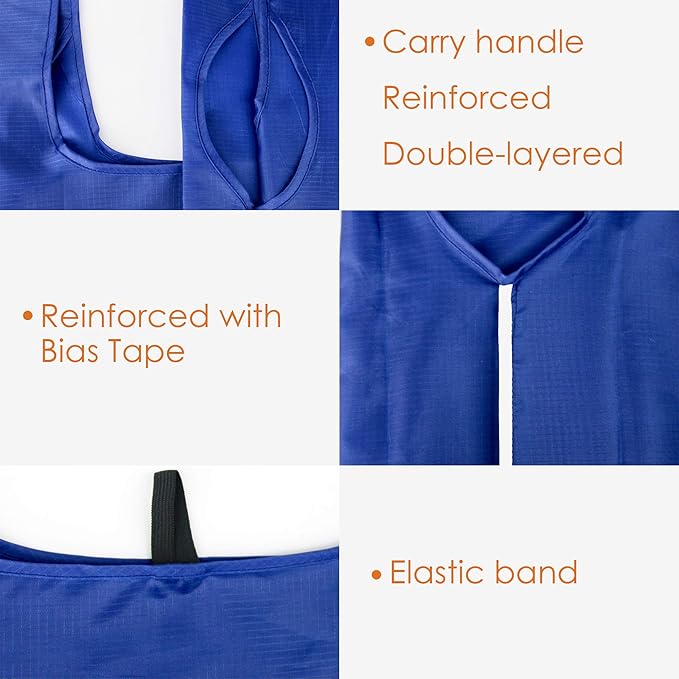 BeeGreen Blue Reusable Grocery Bags Wholesale Blue Reusable Kitchen Bags Bulk Foldable-Machine Washable with Zipper Storage Pouch 10 Packs