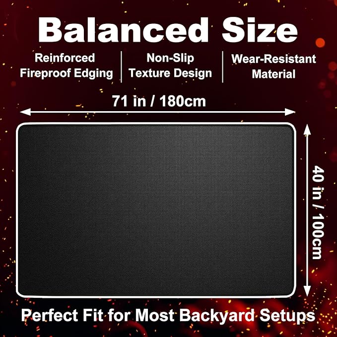 Under Grill Mat for Outdoor Grill – 71 x 40 Inch Fireproof Deck Protector, Heat Resistant & Waterproof BBQ Mat, Ideal Gift for Dad, Great for Gas, Charcoal Grill, Smoker, Fire Pit