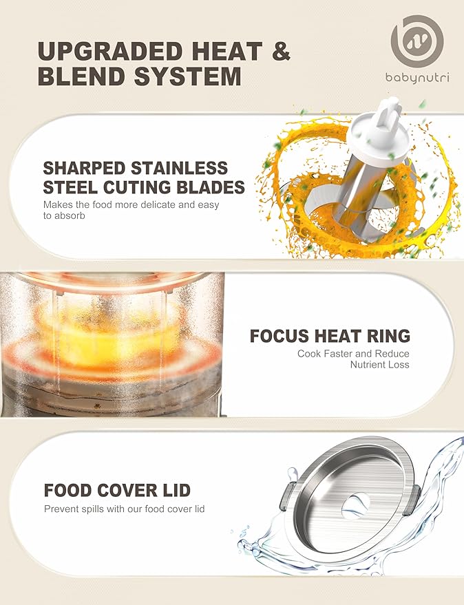 Auto Baby Food Maker, Glass Baby Food Mill, Baby Blender & Steamer and Puree Maker with Auto Cooking, Easy Cleaning, Touch Screen, Dishwasher Safe(12oz)