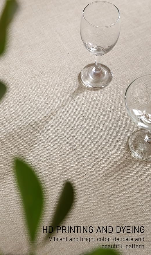ISAENNE Designer Christmas Linen Table Cloth for Rectangle Table,Light Beige Western Tablecloth,Wrinkle Resistant Decor Tablecloths for Dining Thanksgiving Kitchen Christmas,55"*79"-Carol G