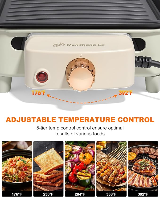 1500W Electric Indoor Grill, 3 in 1 Smokeless Korean Barbecue Grill with Net & Non-Stick Removable Plate and Velcro, Temperature Control & Dishwasher Safe, Smokeless Korean BBQ for Kitchen Party