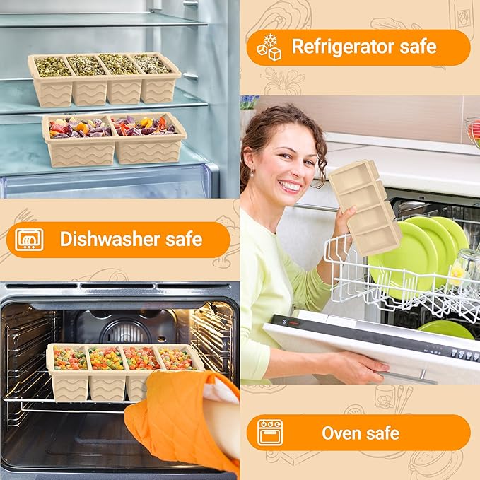 Silicone Freezer Molds for Soup with Lid, 1-Cup & 2-Cup Large Ice Cube Trays Food Storage Containers for Meal Prep, Freeze 500mL/250mL/125mL Portions – 2 Pack