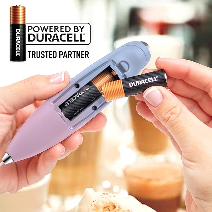 Zulay Kitchen Powerful Milk Frother Wand With 4 AA Duracell Batteries - Ultra Fast Handheld Drink Mixer - Electric Whisk Foam Maker for Coffee, Lattes, Cappuccino, Matcha & Creamer - Lavender Blush