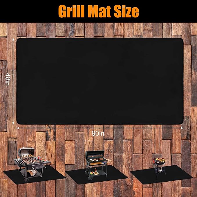 90x48 Inches Extra Large Grill Mat for Outdoor Grill - Fireproof Deck and Patio Protector, Waterproof and Oil-Proof Barbecue Grill Mat