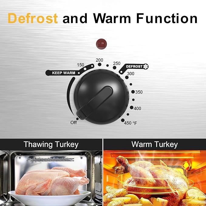 RoyalCraft 22-Quart Electric Roaster Oven with Visible Self-Basting Lid, Turkey Roaster Oven with Removable Pan and Rack, Perfect for Large Meals and Holiday Feasts, Silver
