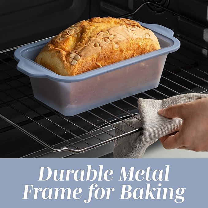 COOK WITH COLOR 17 Pc. Silicone Baking Pan Set - Non-Stick & Easy Clean Silicone Muffin Pans for Baking with Sturdy Metal Frame for Stability, Flexible Cake Molds, Includes Measuring Cups and Spoons