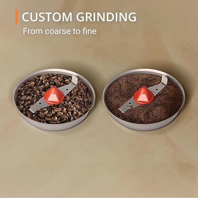 KRUPS Electric Blade Coffee Grinder 1.6 Oz, Adjustable Coarse to Fine for the Perfect Espresso, Grind Coffee Beans, Spices & Herbs, Removable Dishwasher Safe Bowl, Stainless Steel