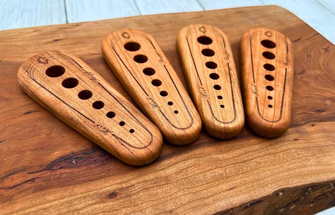 Handmade Cherry Hardwood Herb Stripper – Multi-Size Holes for Rosemary, Thyme, Oregano – Artisanal Kitchen Tool from Central Kentucky Woodshop, Food-Safe Finish