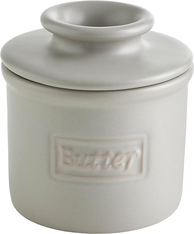 Butter Bell - The Original Butter Bell crock by L Tremain, a Countertop French Ceramic Butter Dish Keeper for Spreadable Butter, Café Matte Collection, Stone