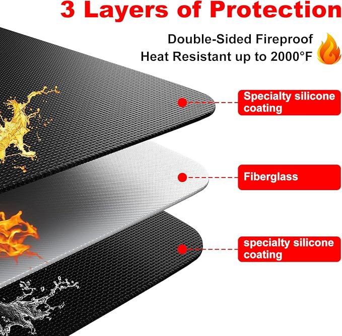 Extra Large 90 x 50 Inch Under Grill Mat for Outdoor Grill, Double-Sided Fireproof Deck & Patio Protector, Heat Resistant BBQ Mat, Waterproof & Oil-Proof for Charcoal, Gas Grill, Smoker, Fire Pit