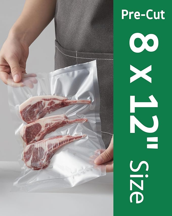 Syntus 200 Count Vacuum Sealer Bags Quart 8 x 12 inch for Seal a Meal, Commercial Grade BPA Free Heavy Duty Precut Seal Bags, Food Vac Bags for Storage, Meal Prep or Sous Vide