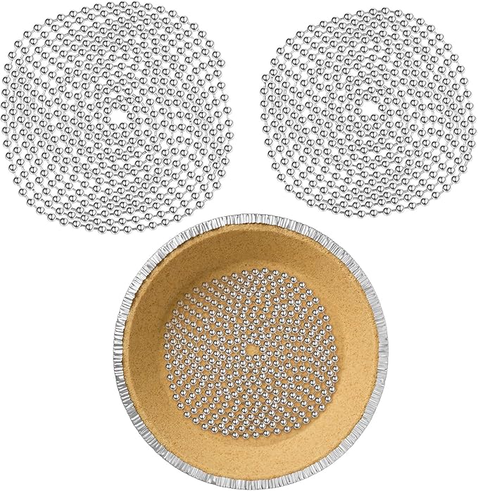 Ferraycle 2 Pieces Pie Weights for Baking Crust Pie Crust Weight Protectors for Edges Baking Beads Chain Stainless Steel Beads for Dough Kitchen Cooking Blind Pastry(6 Ft, 10 Ft)