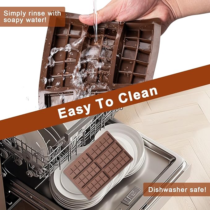 Husfunov Chocolate Bar Mold,Non-Stick Chocolate Molds, 100% Food Grade Silicone Deep Mold for Dubai Pistachio Rod, Candy, Snacks, Knafeh Pistachio Rod and More(10 Snap)