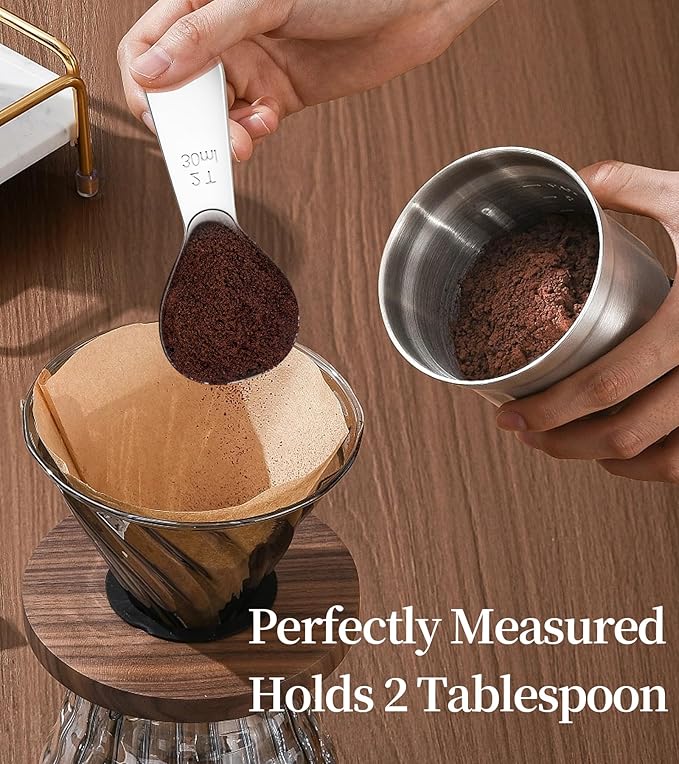 Ugotit Coffee Scoop for Ground Coffee, 1 Tablespoon Measuring Scoop Set, Heavy-Duty Short Handle 304 Stainless Steel, Fits Coffee Canisters, Protein Powder, Espresso, Tea (2 Pack)