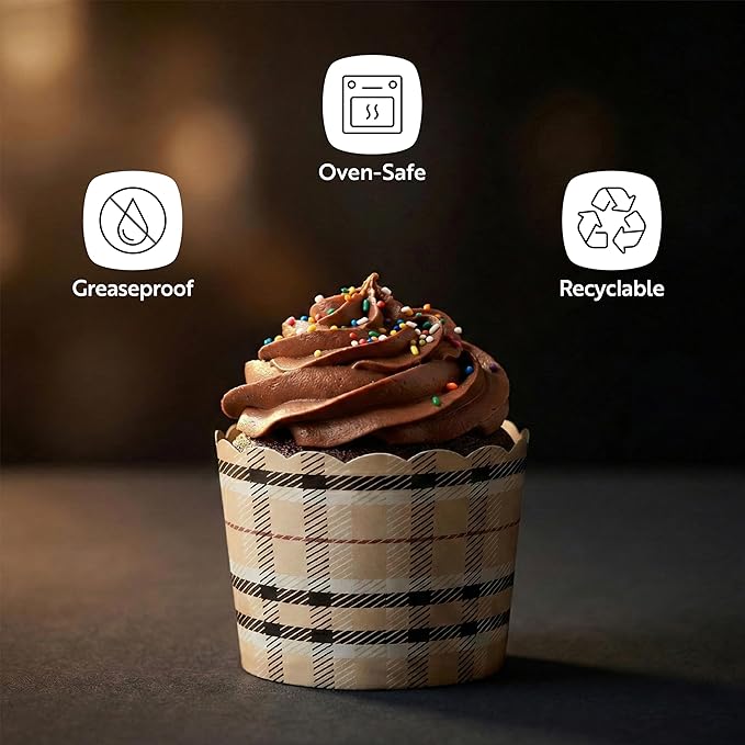 Restaurantware Baking Cups 200 Pack of 6 oz Paper Cupcake Liners Greaseproof Scalloped Oven-Safe Elegant Dessert Muffin Cups Disposable for Parties