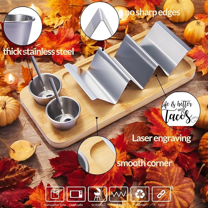 HolaTasty Taco Holder Kit - 2 Pack (Value Pack), 3-in-1 Taco Set of 2-6 slots for Tacos, Fancy Taco Presentation Rack Plate for Taco Tuesday Bar Party, for Taco Lover Vegetarian Cinco de Mayo Events
