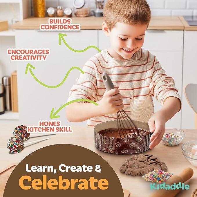 Kidaddle DIY Cake Pop Kit for Kids – Chocolate Drizzle | Kid Baking Kit with Premeasured Ingredients, Decorating Supplies | Made in USA | Certified Kosher | Christmas Kids Gift for Girls & Boys