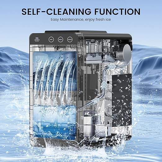 COWSAR Ice Maker Countertop, Portable Ice Machine with Self-Cleaning, 26Lbs/24Hrs, 8 Bullet Ice in 6 Mins with 2 Sizes, Scoop & Basket, Quiet Compact Ice Makers Countertop for Home/Kitchen/Camping