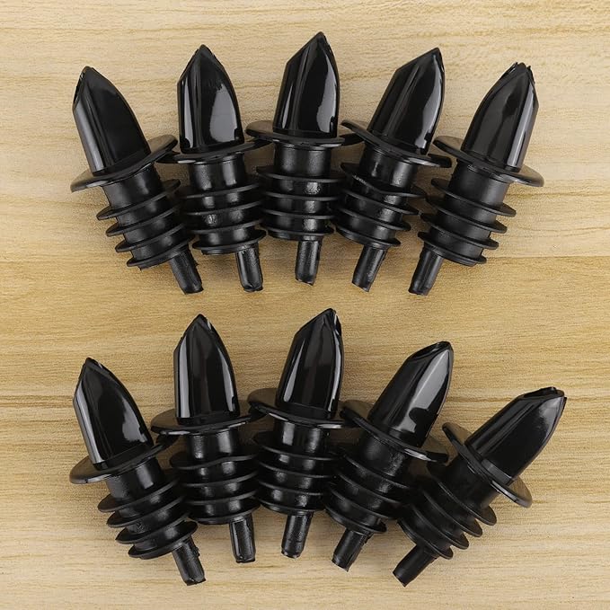 200 Pack Bottle Pourers Wine Pourers Plastic Liquor Free Flow Pourers Spout Pourer Black for Kitchen Olive Oil Mixed Drinks, 2.7 * 1.2 Inch