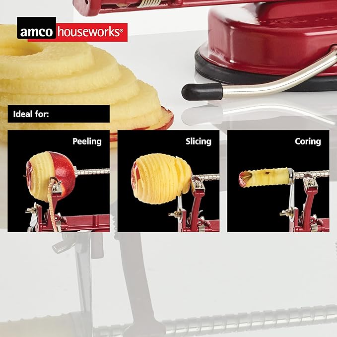 Back To Basics A505 Peel Away Apple Peeler (Casr Iron Suction Base), Red