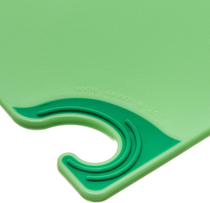 San Jamar Saf-T-Grip Plastic Cutting Board with Safety Hook, 9" x 12" x 0.375", Green