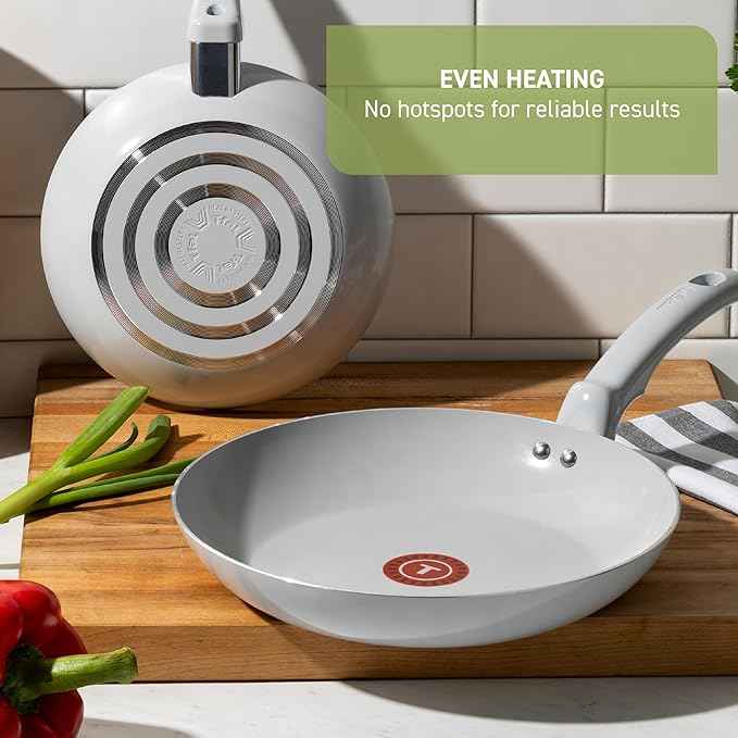 T-Fal Refresh Ceramic Nonstick Frying Pan 2-Pc Set, 8" & 10", Oven Broiler Safe up to 350°F Cookware, Ceramic Frying Pan Skillet, Pots & Pans, Mint Green