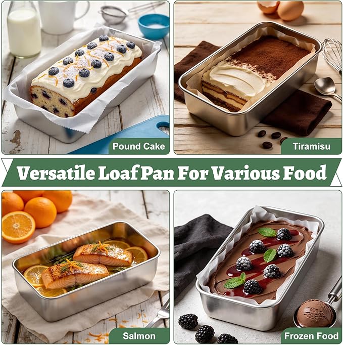 TeamFar Loaf Pans for Baking Bread, 9 x 5 Inch Stainless Steel Bread Loaf Pan with Lid, Meatloaf Pan Tin for Homemade Bread, Brownies, Meal Prep, Storage, Healthy & Dishwasher Safe - Set of 3