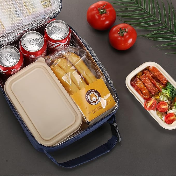 Lovoeo Lunch box Lunch bag for men women Insulated Lunchbox Lunch bags for Work Picnic Travel (Navy blue)