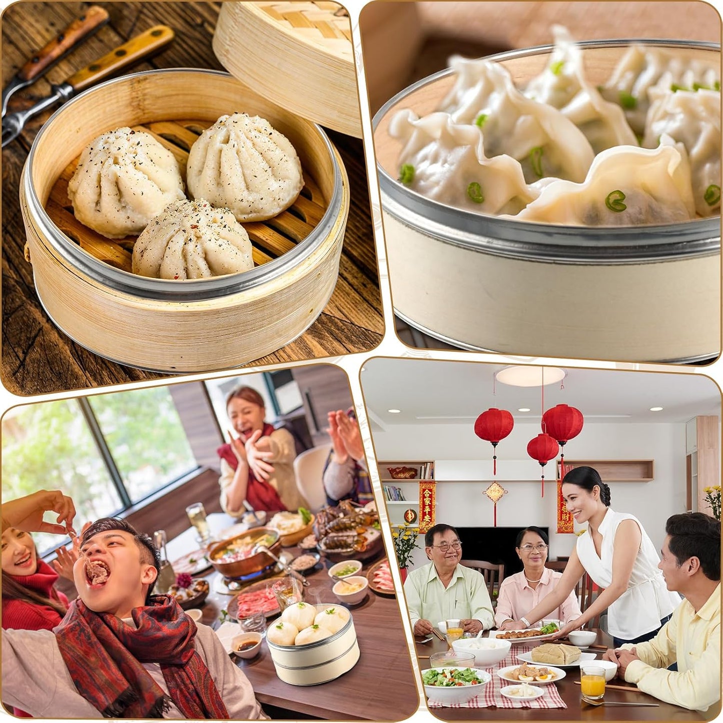 Tessco for you 59 Pcs 2 Tier 10 Inch Bamboo Steamer Basket Set Including Bamboo Steamer Stainless Steel Ring Dumpling Maker Mold and Cutter Spoon 2 Pair Chopsticks 2 Sauce Dish 50 Paper Liners