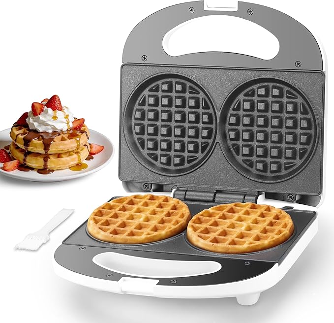 SugarWhisk Double Mini Waffle Maker Machine, Chaffle Maker, Waflera Electrica, Small Waffle Iron for Waffles, Keto Chaffles, Hash Browns, Cookies, 4 Inch